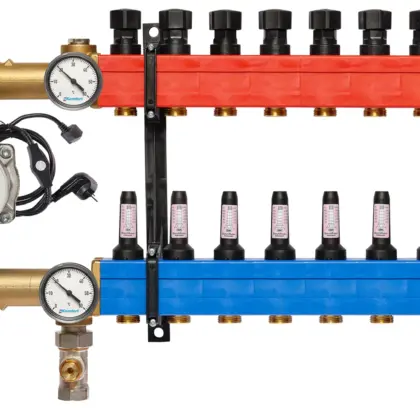 Komfort Collector voor vloerverwarming kunststof Komfort SBK 4802 3/4" + 8 x 3/4" met ontluchting