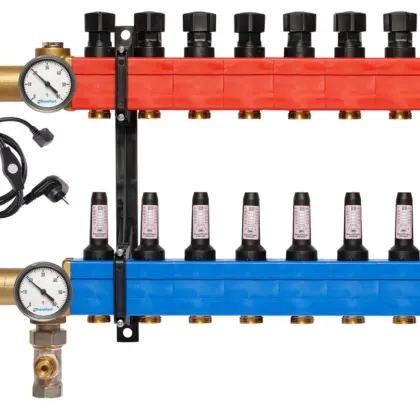 Komfort Collector voor vloerverwarming kunststof Komfort SBK 4802 3/4" + 9 x 3/4" met ontluchting