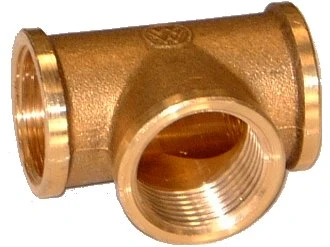 Brassline messing verloop T-stuk FFF 4/4 x 3/4 x 4/4 (zak 10st) - prijs per stuk - enkel geschikt voor water M130993656