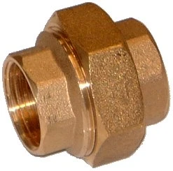 M340993066 Brassline messing 3-delige rechte koppeling conisch dichtend FF 4/4 x 4/4 - prijs per stuk - enkel geschikt voor water