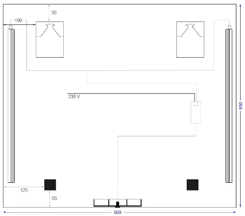 Universal spiegelpaneel 800 x 650 mm - 2 verticale led - sensor M.BAT4.C.650X800.1