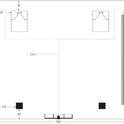 M.BAT4.C.700X600.5 Universal spiegelpaneel 600 x 700 mm - 2 verticale led - sensor