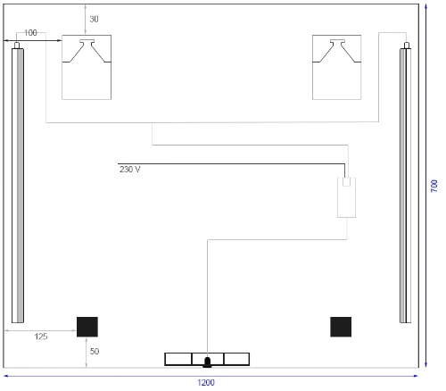 M.BAT4.C.700x1200 Universal spiegelpaneel 1200 x 700 mm - 2 verticale led - sensor