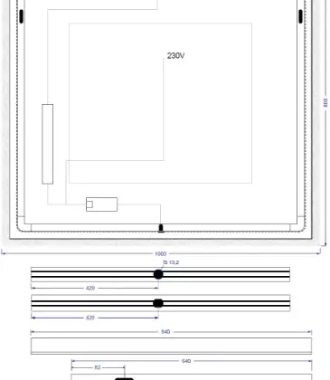 M.P56.DR.800X1000.2 Universal spiegel rechthoekig 800 x 1000 mm- met led verlichting - anticondens - sensor - dimbaar