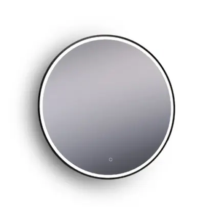 M.PCH.H.800.ZW.L Mir ronde spiegel 800 mm - zwart - metalen rand - inclusief verlichting