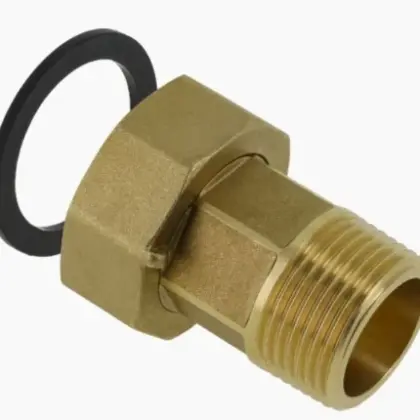 MessingFit 0022401500001 MessingFit messing 2-delige koppeling met vlakke dichting MF 1/2 x 3/4 - prijs per set van 2 stuks