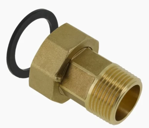 MessingFit 0022401500001 MessingFit messing 2-delige koppeling met vlakke dichting MF 1/2 x 3/4 - prijs per set van 2 stuks