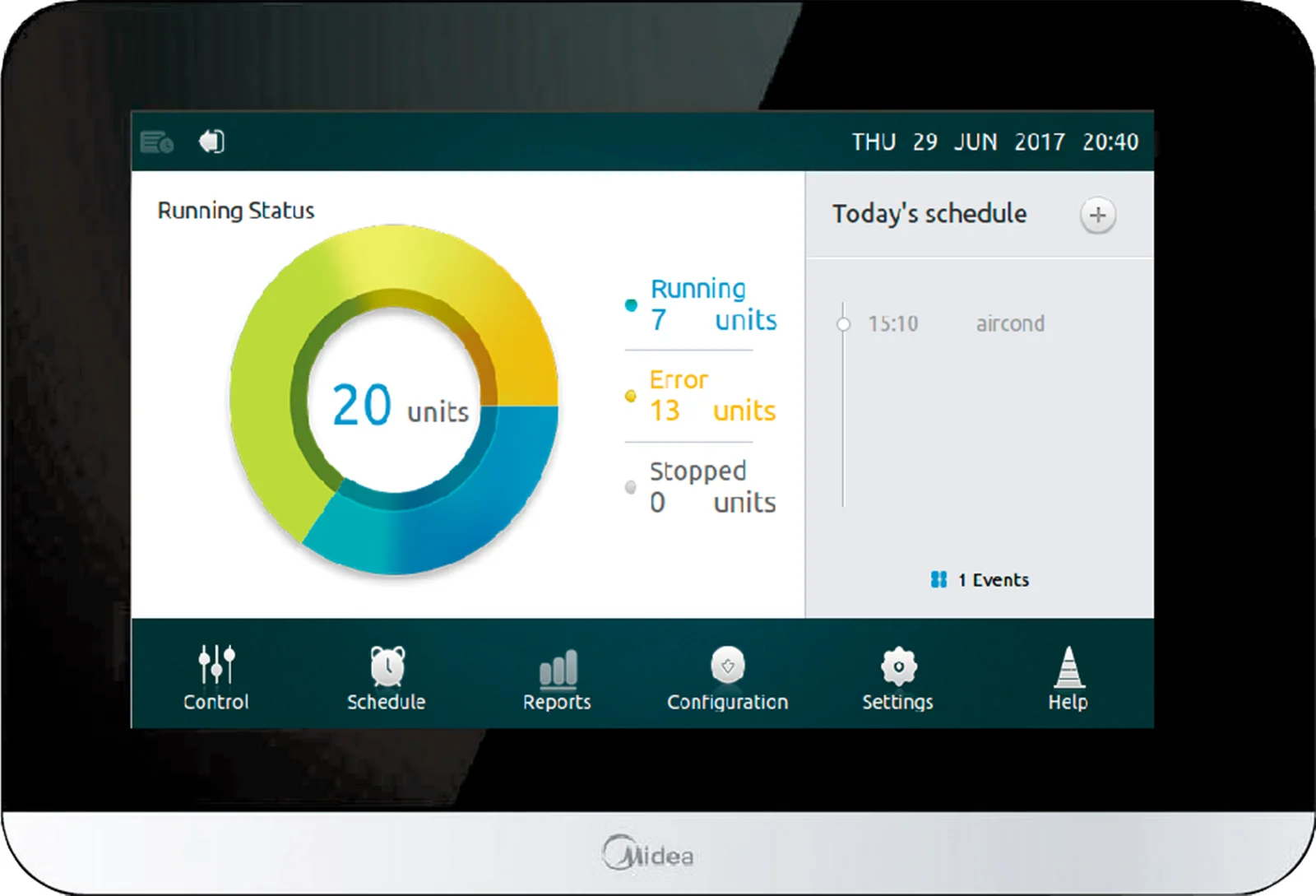 Midea Centrale bediening CCM180A-BWS-A Climacon CCM180A-BWS-A