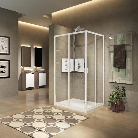 Novellini Lunes 2.0 douchedeur hoekinstap 900 x 1950 mm - wit - transparant (regelbaar 870-900 mm) LUNA87-1A