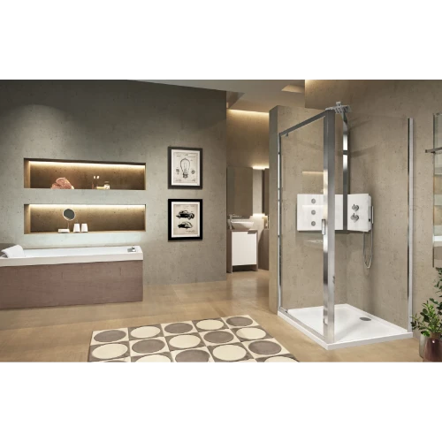 Novellini Lunes 2.0 F zijwand 900 x 1950 mm - mat zilvergrijs - transparant (regelbaar 840-900 mm) LUNF84-1J