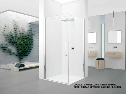 Novellini Young 2 G douchedraaideur 900 x 2000 mm - mat chroom - transparant te combineren mat vaste wand Y2G87-1B