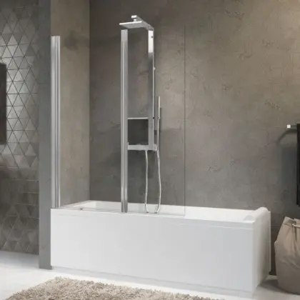 Novellini AURORA 2-2K PAROI DE BAIN VERRE AQUA PROFILS CHROME AURORAN2-2K