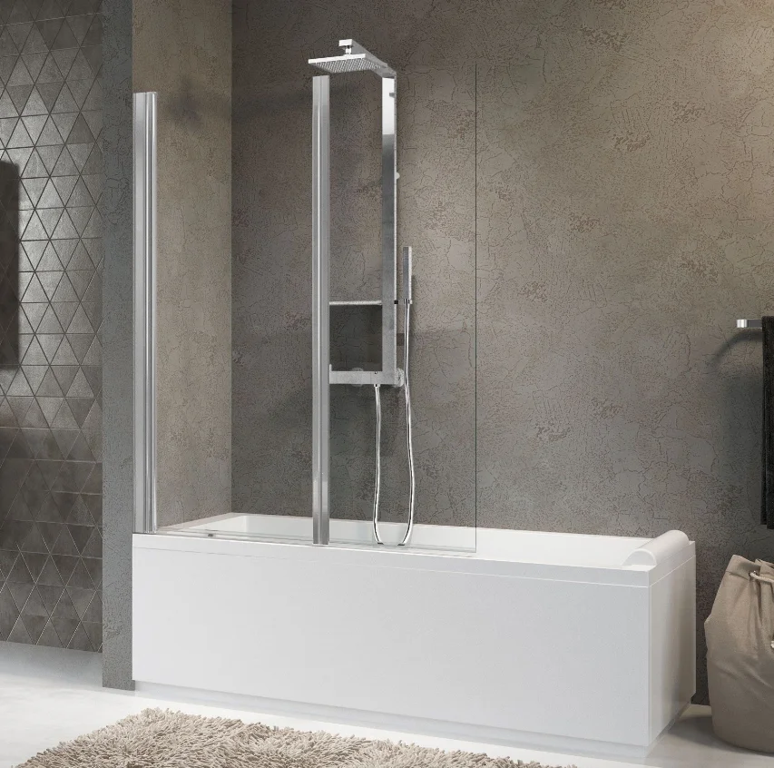 Novellini AURORA 2-2K PAROI DE BAIN VERRE AQUA PROFILS CHROME AURORAN2-2K