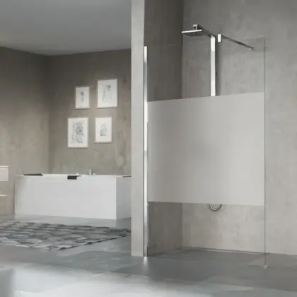 Novellini Inloopdouche Novellini Giada 1950x1400mm veiligheidsglas Gedeeltelijk gesatineerd wit H GIADAH140-44B