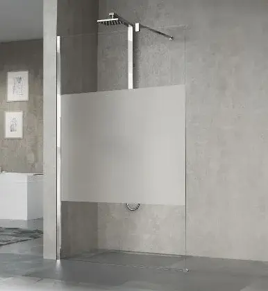 Novellini Inloopdouche Novellini Giada 1950x1600mm veiligheidsglas Gedeeltelijk gesatineerd mat chroom H GIADAH160-44B