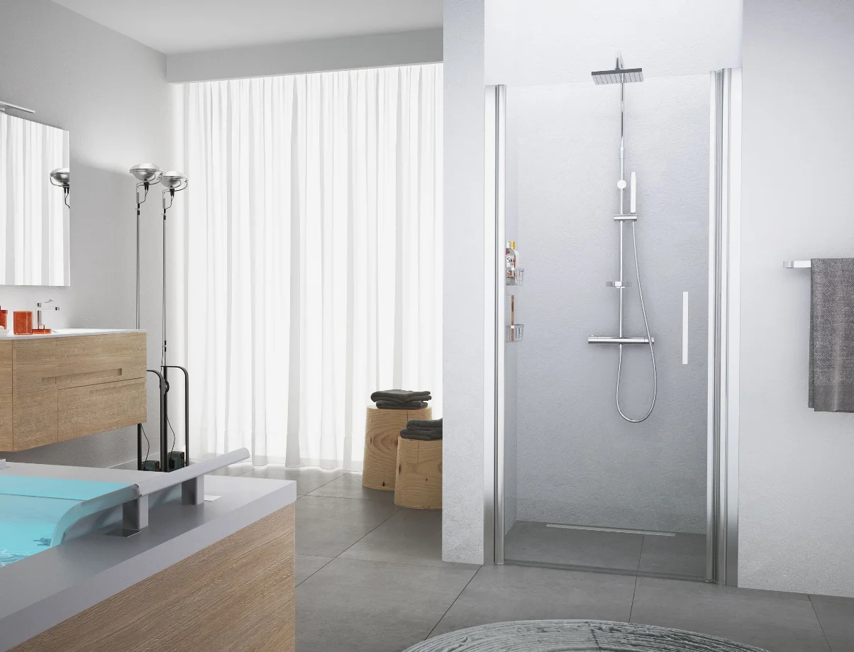 Novellini Douchedeur Novellini Giada draaideur met vast paneel H:1950mm veiligheidsglas 1B GIADN1B97D-1B