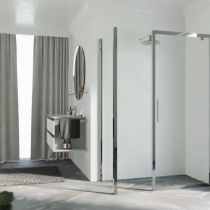 Novellini Zijwand douche Novellini Kuadra 2.0 2000x670mm chroom antikalkbehandeling K2F67-1K