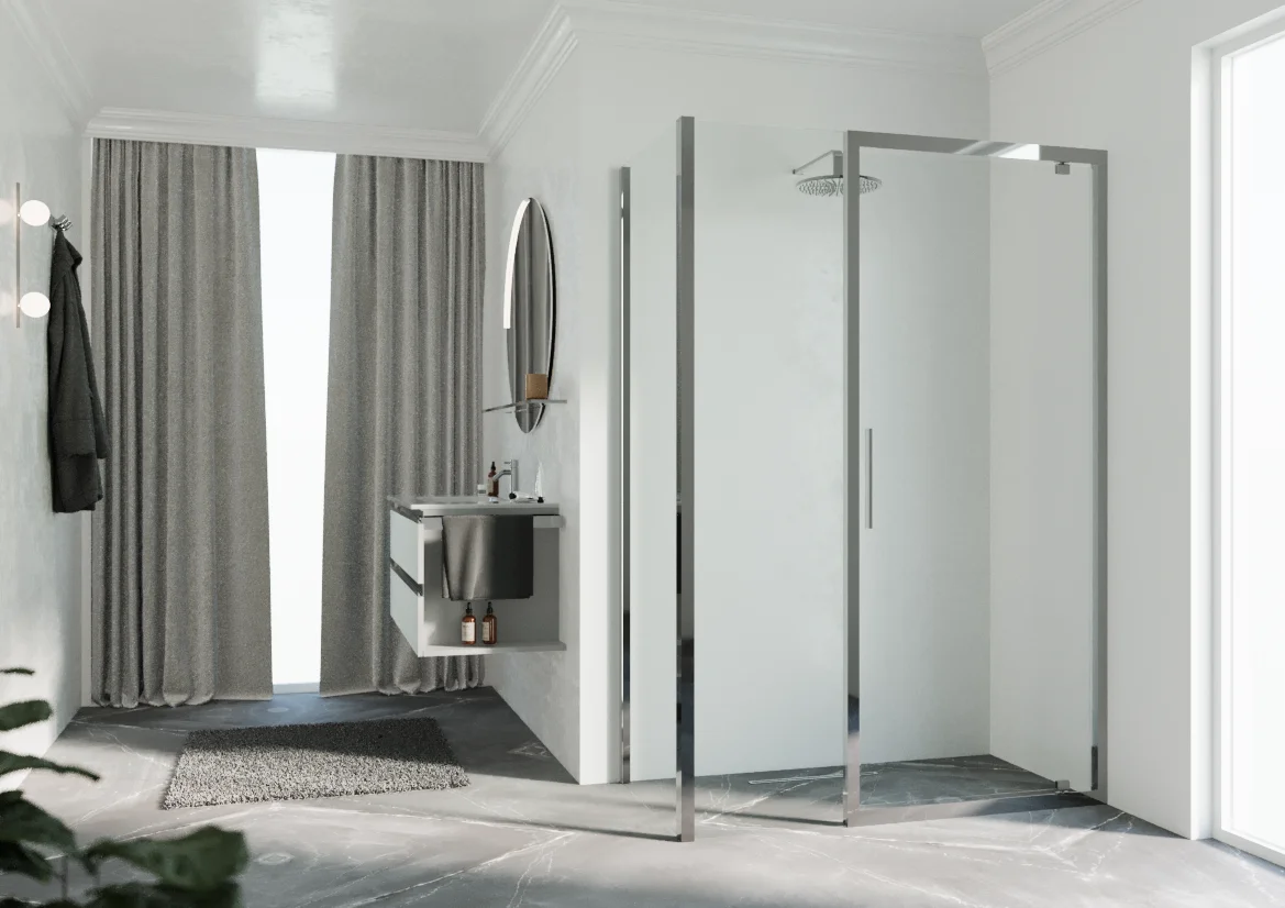Novellini Zijwand douche Novellini Kuadra 2.0 2000x670mm chroom antikalkbehandeling K2F67-1K