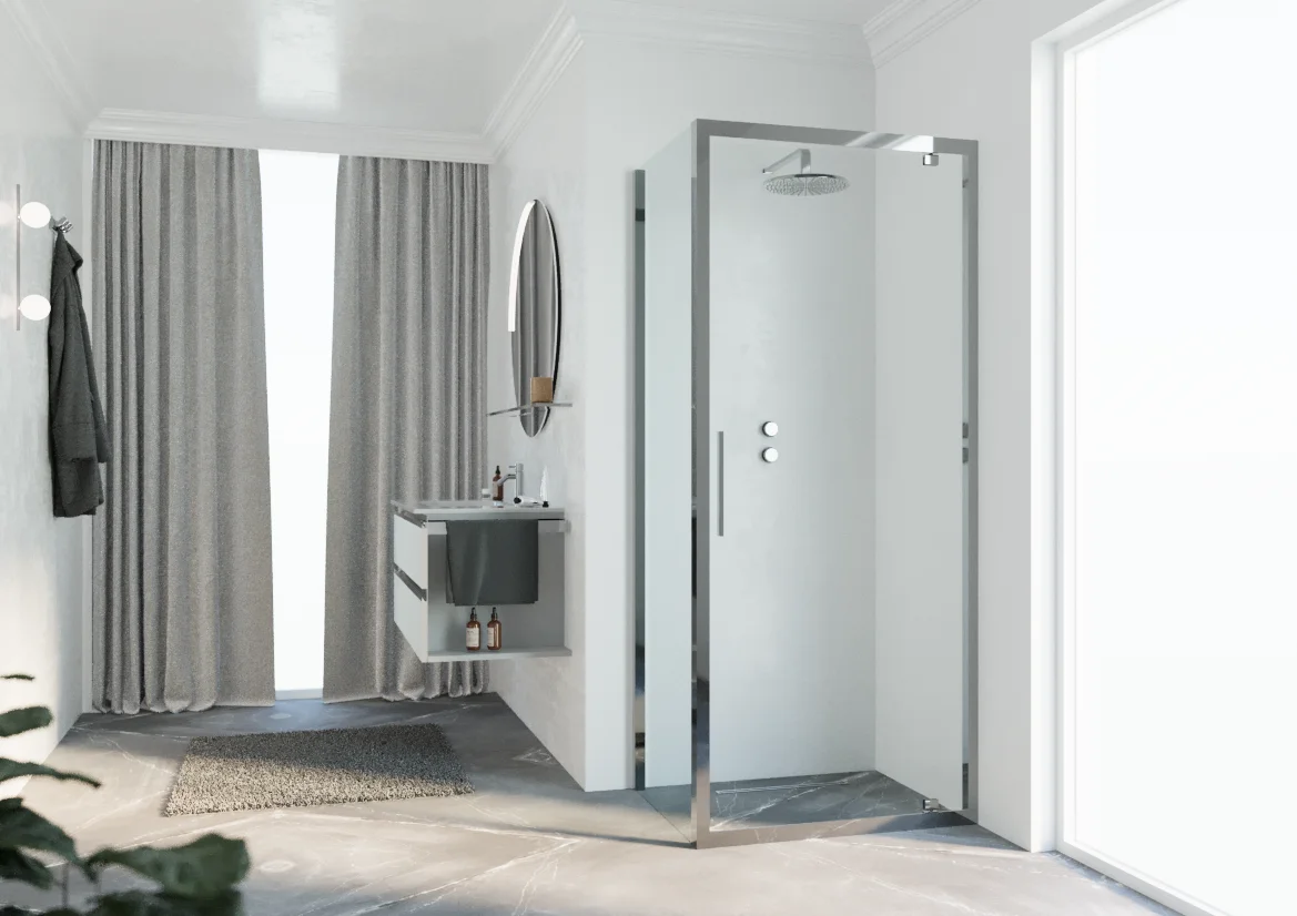 Novellini Douchedeur Novellini Kuadra 2.0 draaideur met vast paneel B:670-710mm H:2000mm veiligheidsglas K2G67-1K