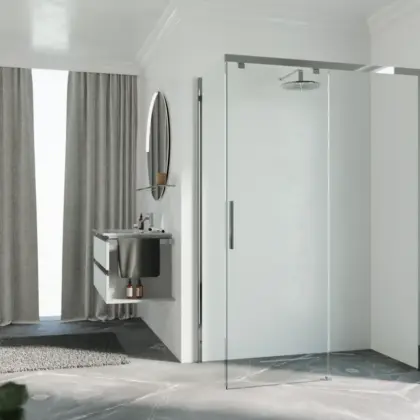 Novellini Douchedeur Novellini Kuadra 2.0 draaideur tweedelig H:200mm veiligheidsglas K2PH117D-1K
