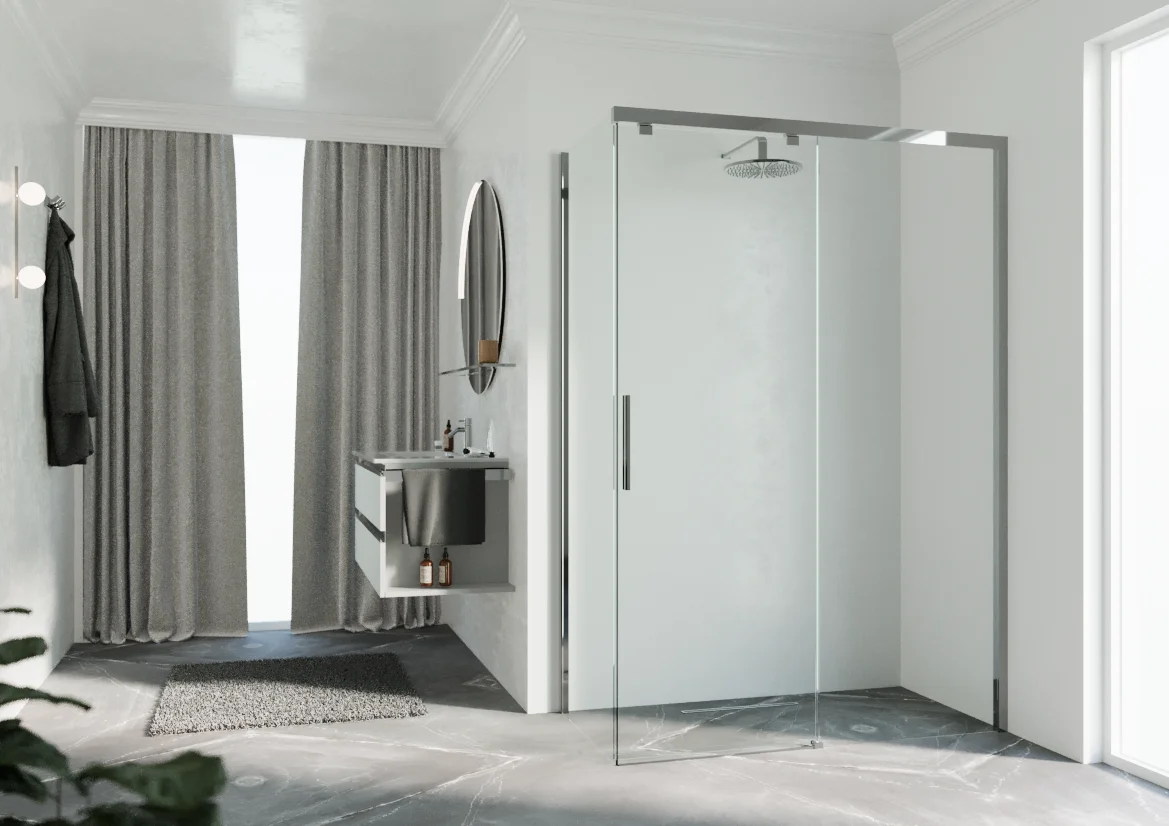 Novellini Douchedeur Novellini Kuadra 2.0 draaideur tweedelig H:200mm veiligheidsglas K2PH117D-1K