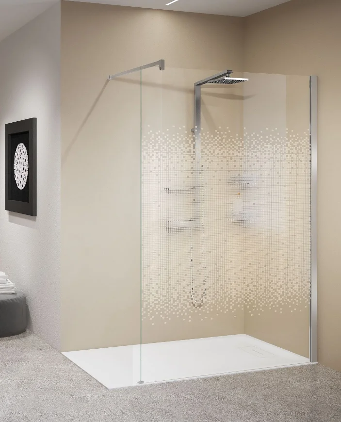 Novellini Inloopdouche Novellini Kuadra 2000x750mm veiligheidsglas Bedrukt chroom H KUADH75-51K