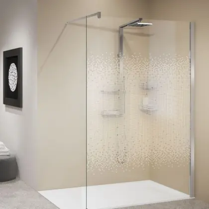 Novellini Inloopdouche Novellini Kuadra 2000x800mm veiligheidsglas Bedrukt chroom H KUADH80-51K