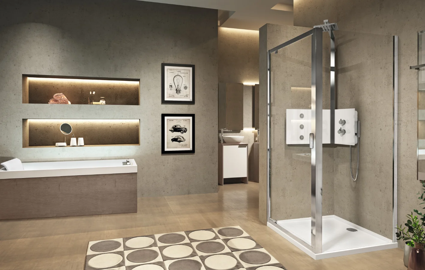 Novellini NOVELLINI LUNF84-1J LUNES 2.0 VASTE WAND 84 VERST.84-90 CM HELDER GLAS ZILVER MAT Novellini LUNF84-1J