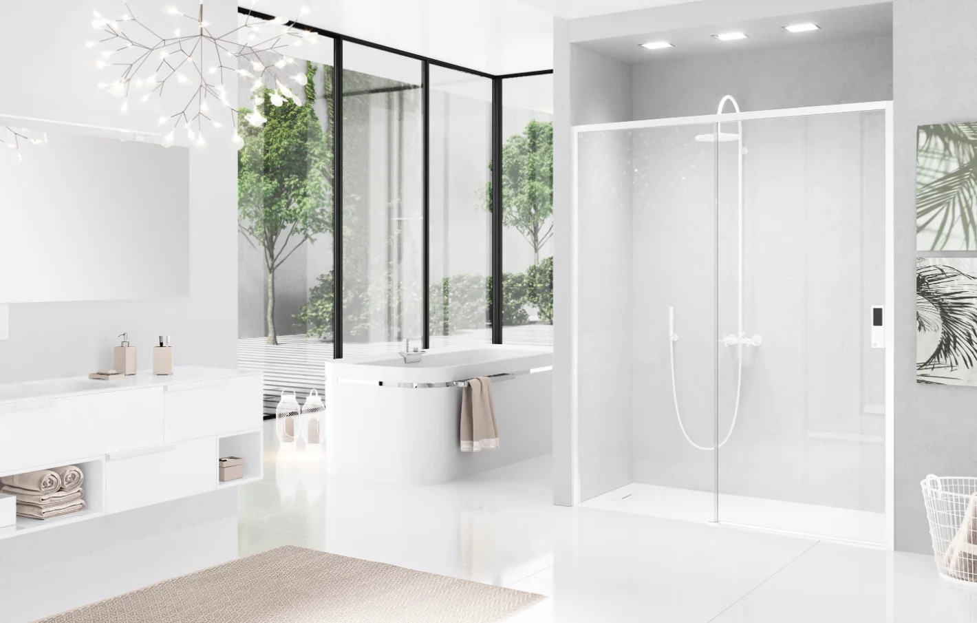 Novellini Zijwand douche Novellini chroom antikalkbehandeling OPEF89-1K