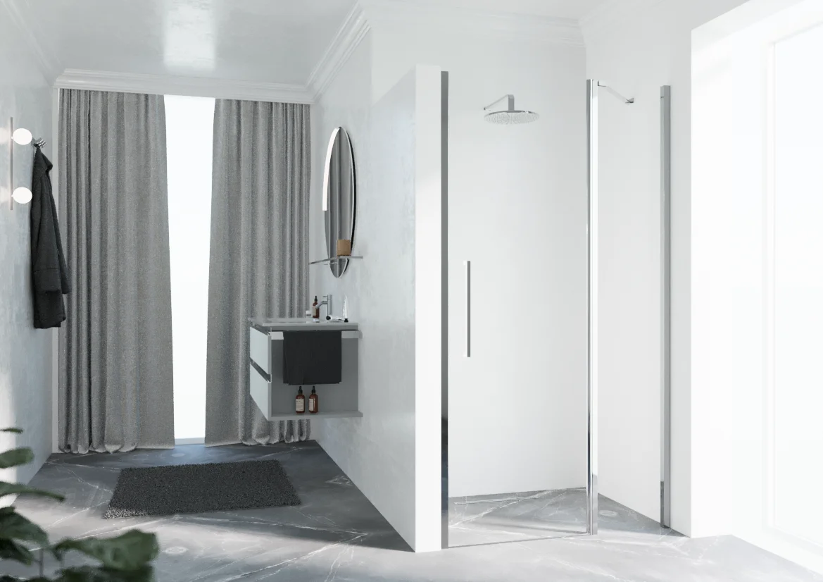 Novellini Douchedeur Novellini Young 2.0 draaideur met vast paneel B:1170-1210mm H:2000mm veiligheidsglas Y22P117-1K