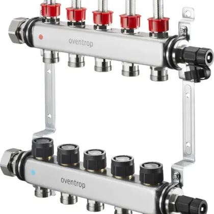Oventrop Collector voor vloerverwarming inox Oventrop Multidis SF 1" + 5 x 3/4" met ontluchtingmet regeling