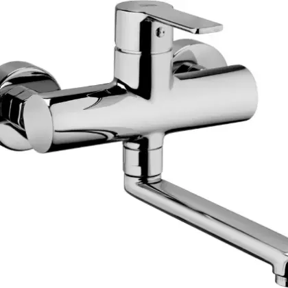 Paffoni RED161CR KEUKENMENGKRAAN PAFFONI RED wandaansluiting chroom met draaibare uitloop 200mm