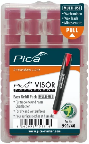 Pica PIC99140 Pica Visor permanent refills - rood - prijs per set van 4 stuks