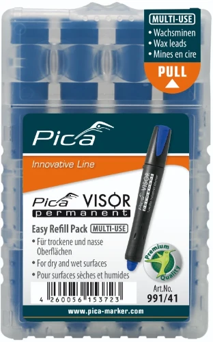 Pica PIC99141 Pica Visor permanent refills - blauw - prijs per set van 4 stuks