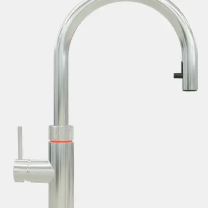 Quooker FXRCHR Quooker Flex losse kraan koud/warm en kokend water met kindveilige (dubbel)druk-draai bedieningsknop en uittrekbare perlator - Chroom