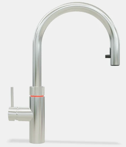 Quooker Flex losse kraan koud/warm en kokend water met kindveilige (dubbel)druk-draai bedieningsknop en uittrekbare perlator - Chroom FXRCHR
