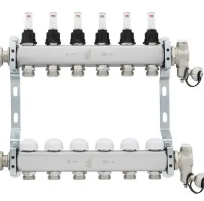 Radson Collector voor vloerverwarming inox Radson Objekt Line 1" + 12 x 3/4" met ontluchting