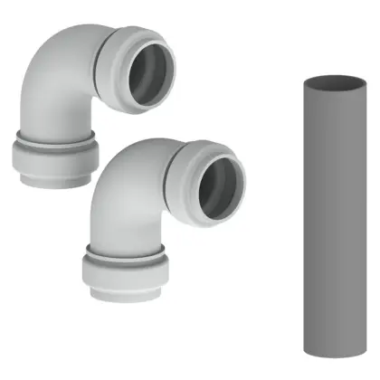 Remeha Aansluitset sifon 1x gladde pijp PVC grijs d32 en 2 x PP grijs manchetbocht d32 M87491