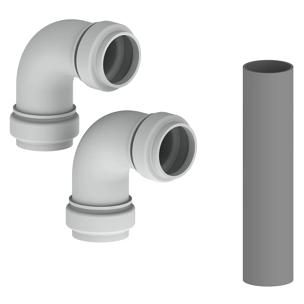 Remeha Aansluitset sifon 1x gladde pijp PVC grijs d32 en 2 x PP grijs manchetbocht d32 M87491