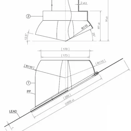 Remeha Verstelbare loodslab d: 80/125 incl. glijschaal 25-45 gr (RAL 7021) tbv dakdoorvoer S102639