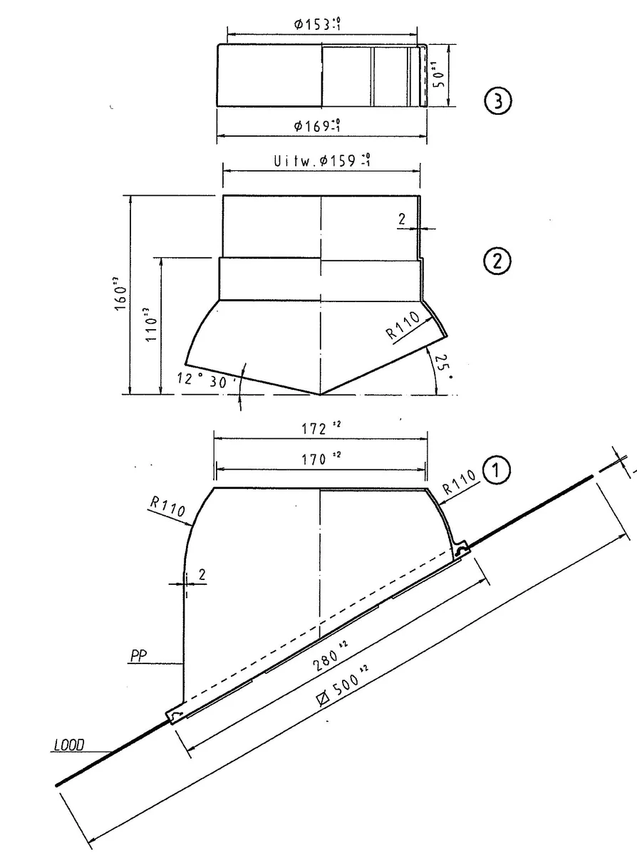 Remeha Verstelbare loodslab 25-45 100/150 remeha S102640