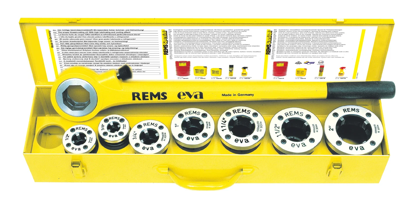 Rems Rems eva set R 1/2 -3/4 -1 -1 1/4 handdraadsnij ijzer met snelwisselkoppen 520015