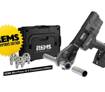 Rems Rems mini-press 22V ACC champions edition + 3 persbekken mini t/m 35mm naar keuze 578X12R220