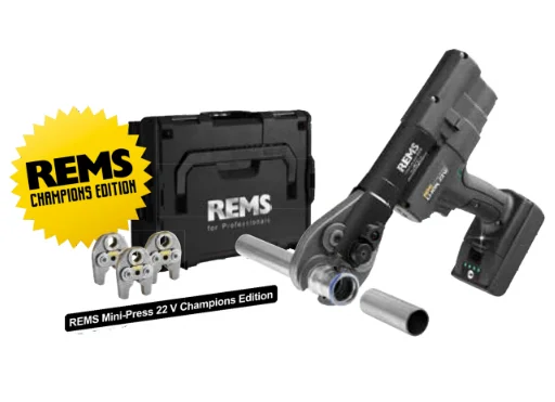 Rems Rems mini-press 22V ACC champions edition + 3 persbekken mini t/m 35mm naar keuze 578X12R220