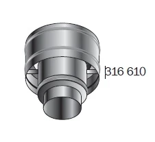 Roccheggiani DP25 inox dubbelwandig trekkende kap 80 mm (80/130) 31.661.00.80