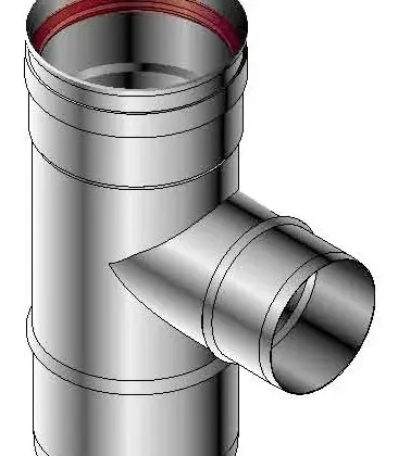 Roccheggiani Enkelwandig rookgas T-stuk Roccheggiani SPG/SP2 130mm inox met lipring 606 31.460.61.30