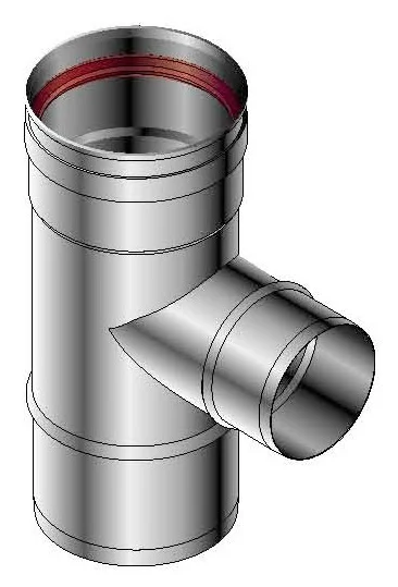 Roccheggiani Enkelwandig rookgas T-stuk Roccheggiani SPG/SP2 130mm inox met lipring 606 31.460.61.30