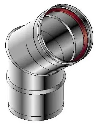 Roccheggiani Enkelwandige rookgasbocht Roccheggiani SPG/SP2 45° 150mm/80mm inox met lipring 604 31.460.41.50