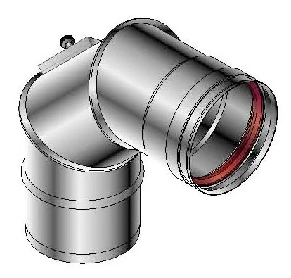 Roccheggiani Enkelwandige rookgasbocht Roccheggiani SPG/SP2 90° 100mm/100mm inox met lipring 647 31.464.71.00