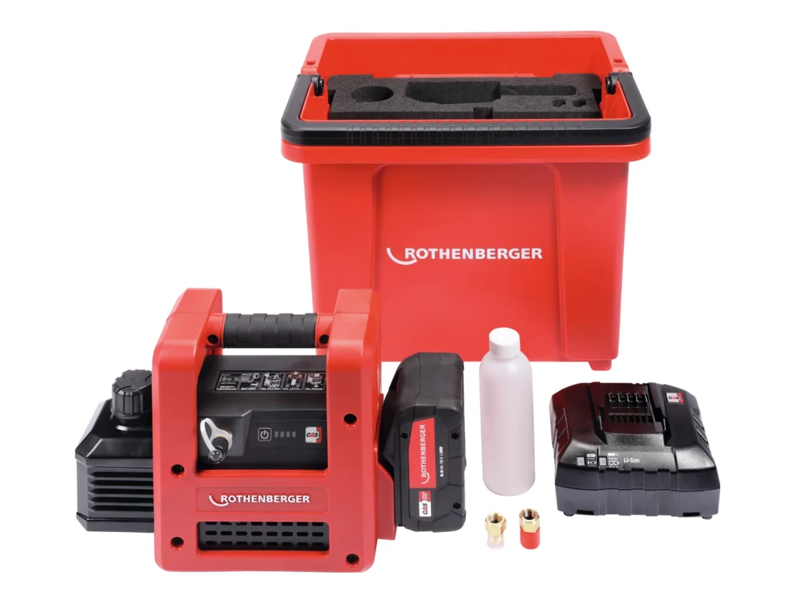 Rothenberger ROAIRVAC R32 2.0 CL basis set incl. 18V/8Ah accu, oplader en ROBUCKET 1000003230